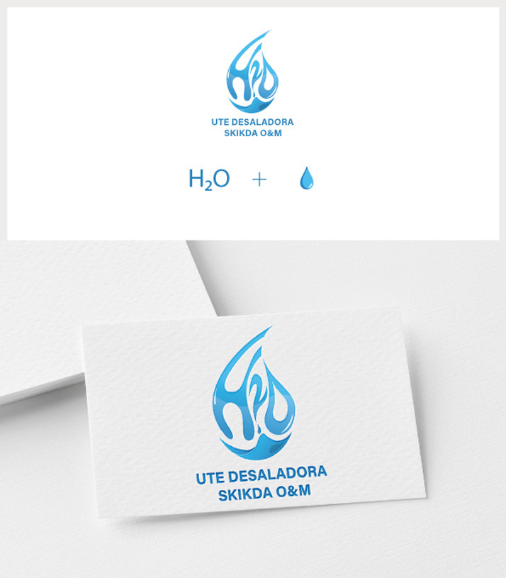 Création de logo professionnel et significatif, le mot H2O sous forme d'une goutte d'eau
